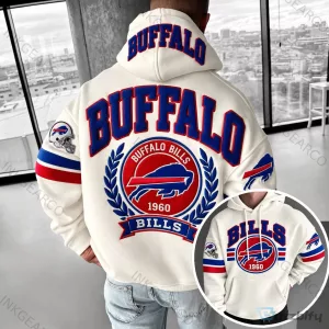 Buffalo Bills NFL Football Team Logo White Pullover Hoodie