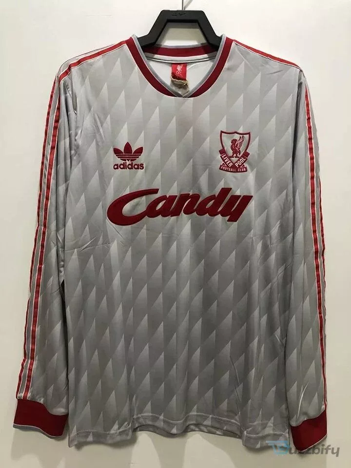 Liverpool Football Club 1989-1991 Away Retro Long Sleeve Soccer Jersey