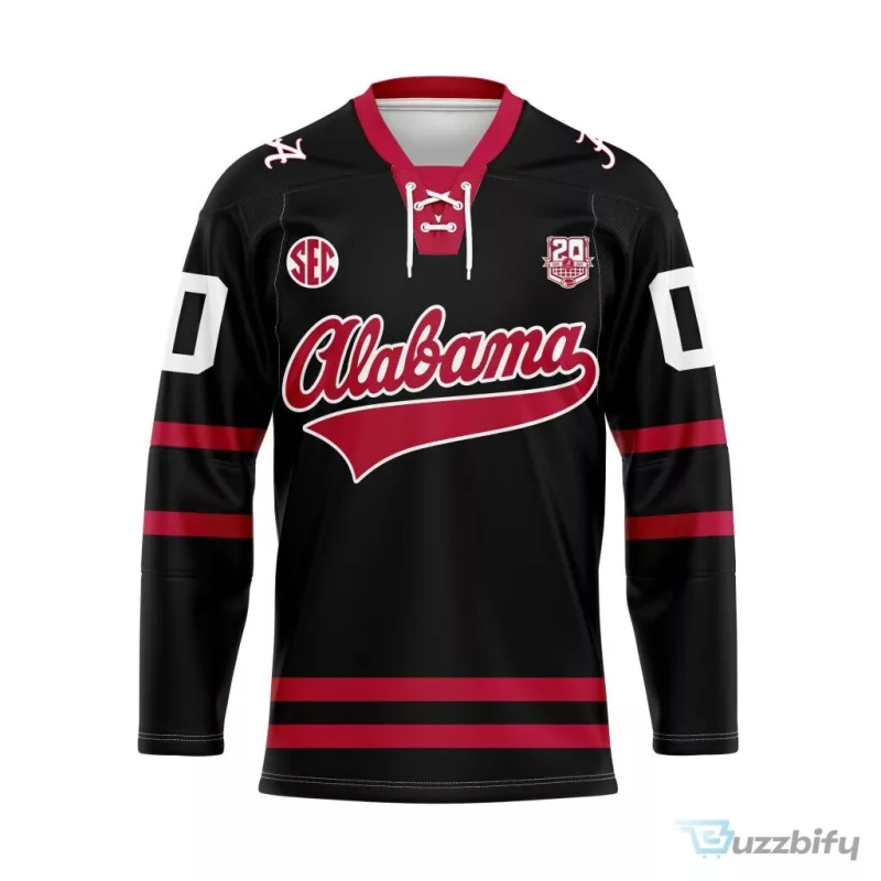 University of Alabama Crimson Tide Personalized Black Lace Hockey Jersey
