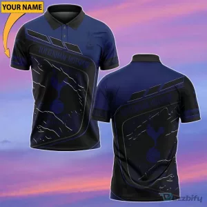 Navy Blue Polo Shirt Customized for Tottenham Hotspur Football Club Fans