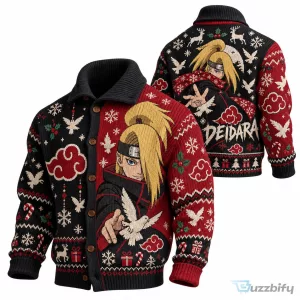 Akatsuki Christmas Cardigan Sweater featuring Deidara from Naruto - Ugly Holiday Style
