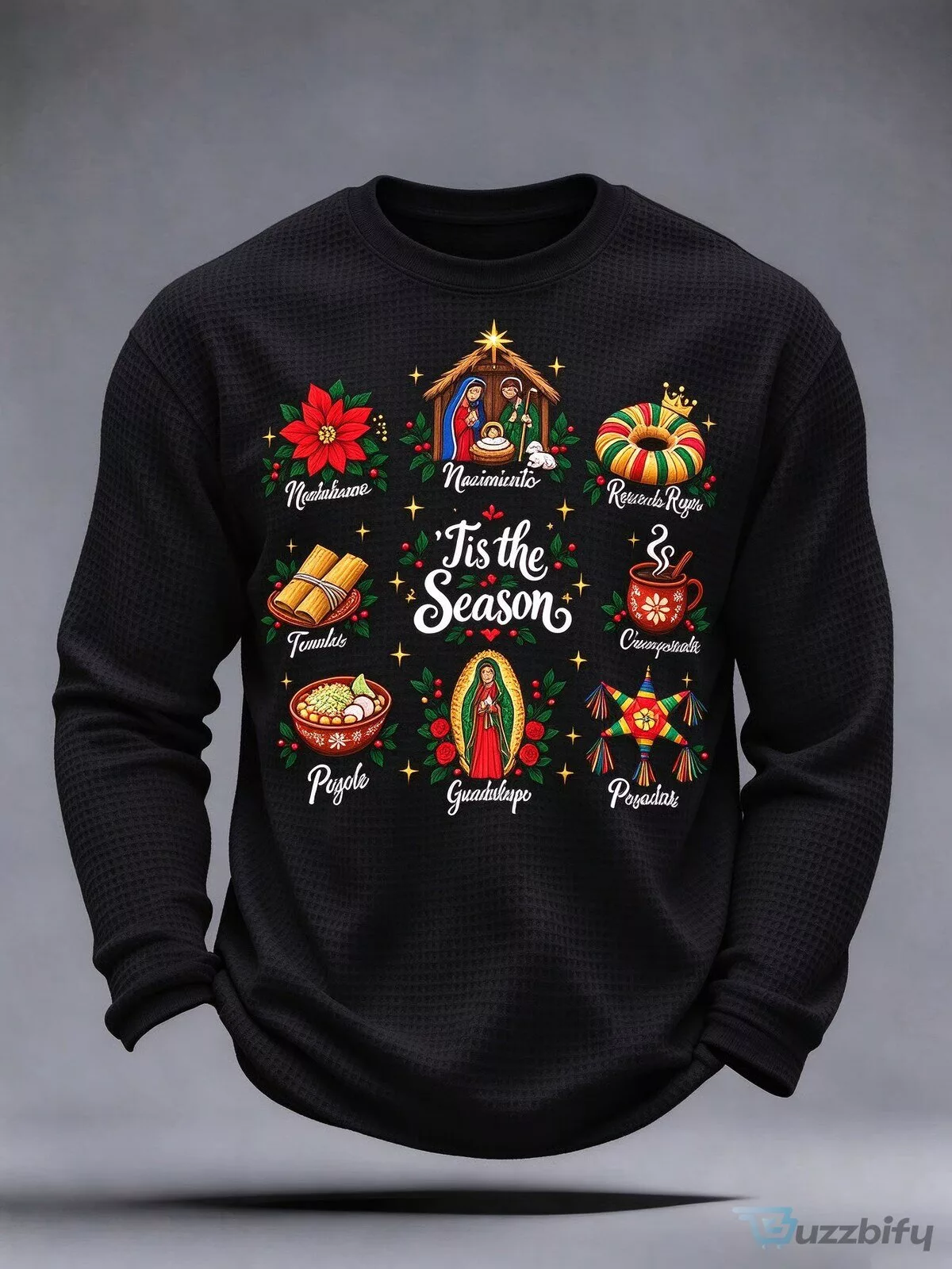 Tis the Season Guadalupe Reyes Marathon Christmas Holiday Crewneck Sweatshirt