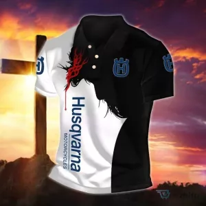 Husqvarna Motorcycles Black and White Split Design Polo Shirt