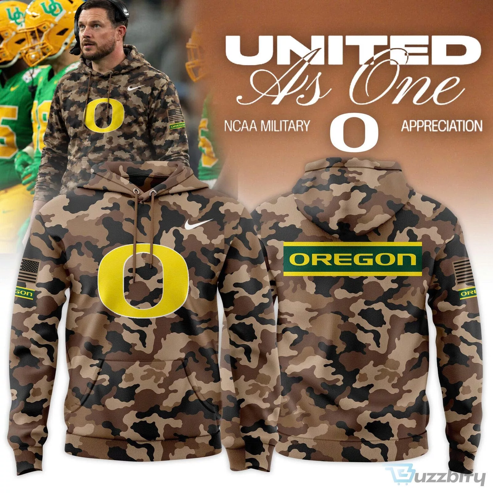 Oregon Ducks NCAA Military Appreciation Limited Edition Camouflage Hoodie