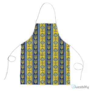 Ukrainian Trident Pattern Blue and Yellow Christmas Apron