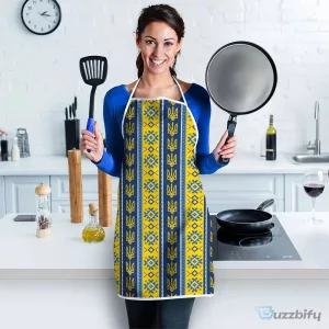 Ukrainian Trident Pattern Blue and Yellow Christmas Apron