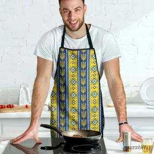 Ukrainian Trident Pattern Blue and Yellow Christmas Apron