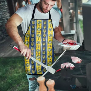 Ukrainian Trident Pattern Blue and Yellow Christmas Apron