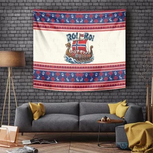 Norway Christmas Viking Ship Ro Ro Santa Claus Tapestry Wall Hanging