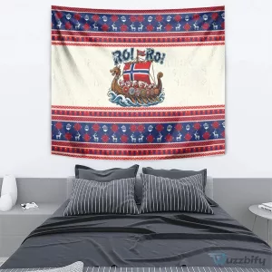 Norway Christmas Viking Ship Ro Ro Santa Claus Tapestry Wall Hanging