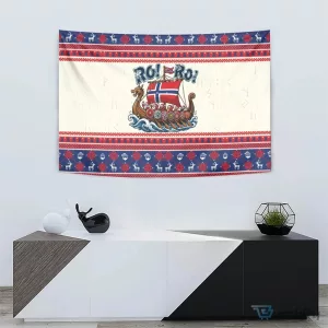 Norway Christmas Viking Ship Ro Ro Santa Claus Tapestry Wall Hanging
