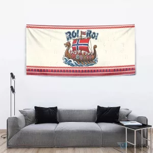 Norway Christmas Viking Ship Ro Ro Santa Claus Tapestry Wall Hanging