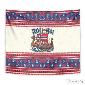 Norway Christmas Viking Ship Ro Ro Santa Claus Tapestry Wall Hanging