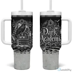 Dark Academia Raven Gothic Literature Vintage Bookish Tumbler with Handle