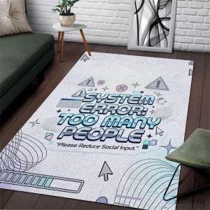 System Error Too Many People Funny Computer Interface Cyber Aesthetic Area Rug