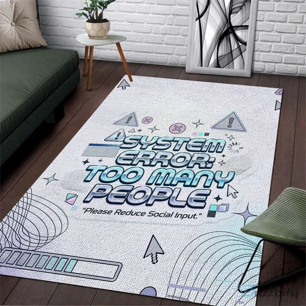 System Error Too Many People Funny Computer Interface Cyber Aesthetic Area Rug