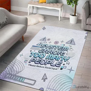 System Error Too Many People Funny Computer Interface Cyber Aesthetic Area Rug