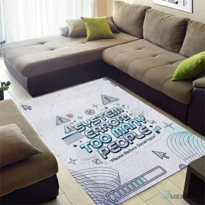 System Error Too Many People Funny Computer Interface Cyber Aesthetic Area Rug