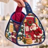 Santa Claus Christmas Delivery Quilted Basket Holiday Home Decor