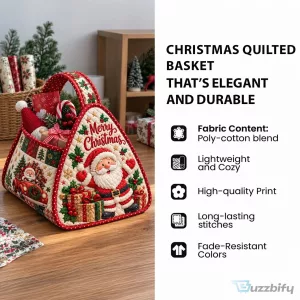 Santa Claus Christmas Delivery Quilted Basket Holiday Home Decor