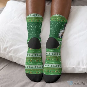 Funny Black Jesus Merry Christmas Ugly Sweater Style Crew Socks
