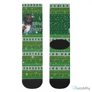 Funny Black Jesus Merry Christmas Ugly Sweater Style Crew Socks