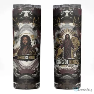 Jesus Is King Lion of Judah Christian Religious Faith Black Grunge Tumbler