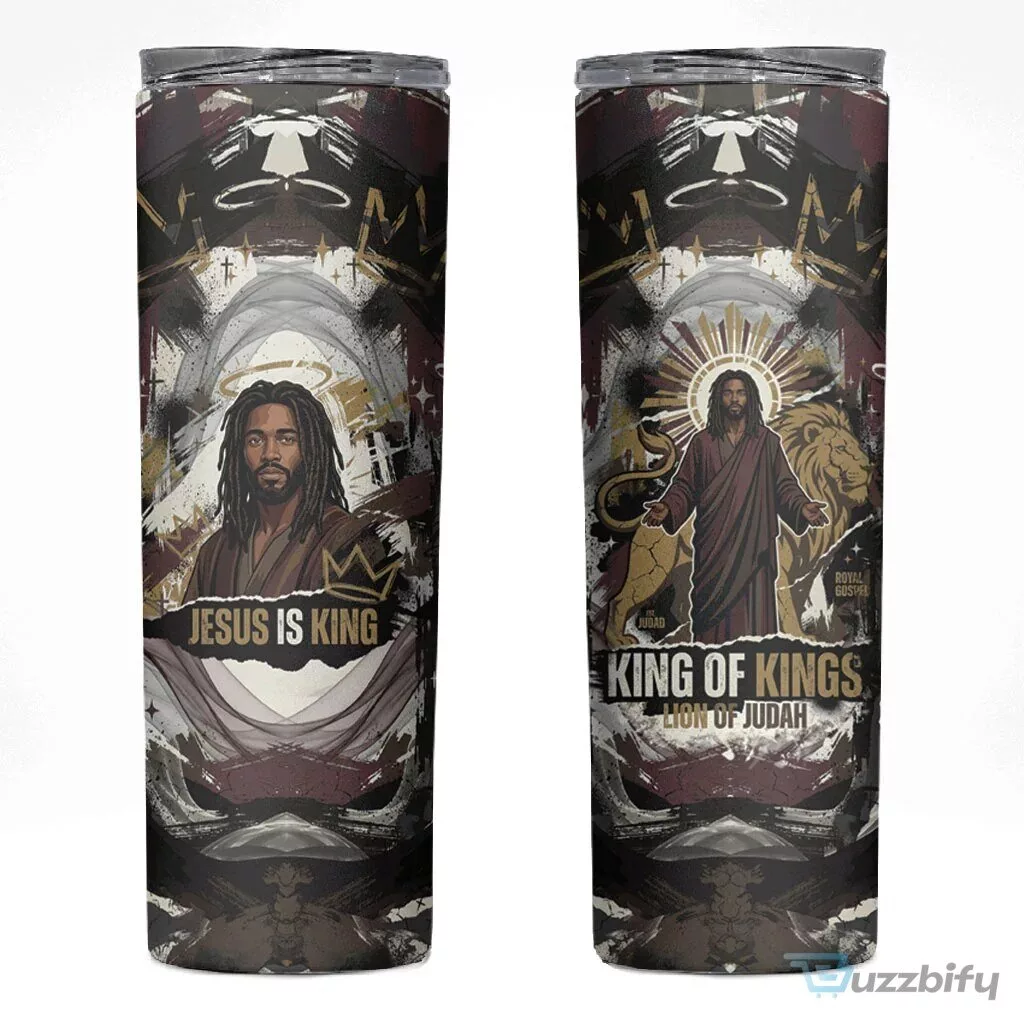 Jesus Is King Lion of Judah Christian Religious Faith Black Grunge Tumbler