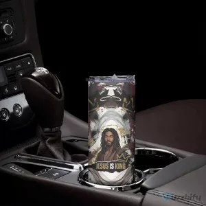 Jesus Is King Lion of Judah Christian Religious Faith Black Grunge Tumbler