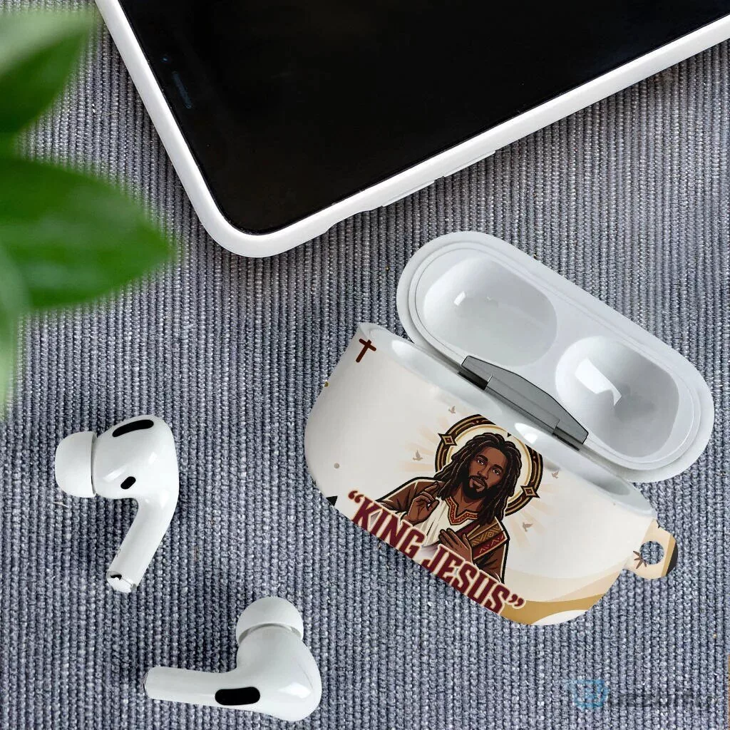 King Jesus African Black Christ Religious Christian Faith Holy Cross Dove AirPods Case