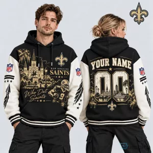 New Orleans Saints NFL Vintage Desert Custom Name Black Hoodie
