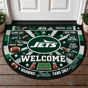 New York Jets Football Team Welcome Mat Doormat for Fans
