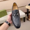 Men's Horsebit Loafer Shoes in Black Leather by Gucci