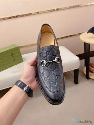 Men's Horsebit Loafer Shoes in Black Leather by Gucci