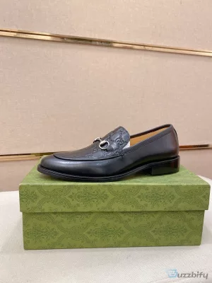 Men's Horsebit Loafer Shoes in Black Leather by Gucci