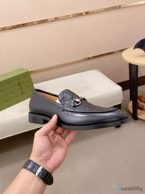 Men's Horsebit Loafer Shoes in Black Leather by Gucci