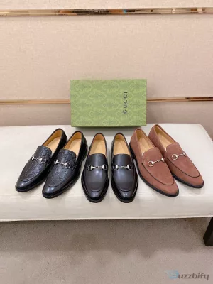 Men's Horsebit Loafer Shoes in Black Leather by Gucci