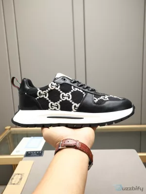 Gucci Black and White Monogram Pattern Designer Fashion Sneakers Shoes
