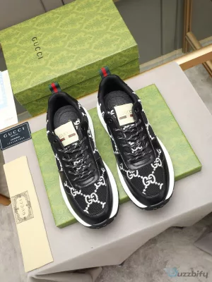 Gucci Black and White Monogram Pattern Designer Fashion Sneakers Shoes