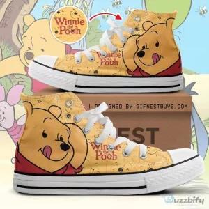 Winnie the Pooh Eating Honey High Top Canvas Shoes