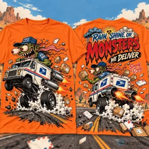 Postal Worker Monster Truck Mail Delivery Driver Funny T-Shirt