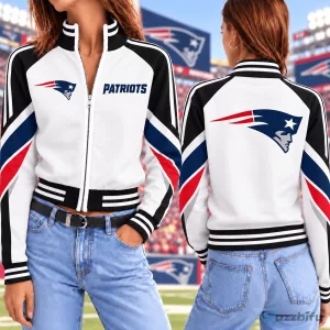 New England Patriots NFL Football Vintage Colorblock Full-Zip Bomber Jacket