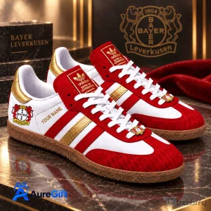 Bayer Leverkusen Bundesliga Personalized Name Red and White Samba Shoes
