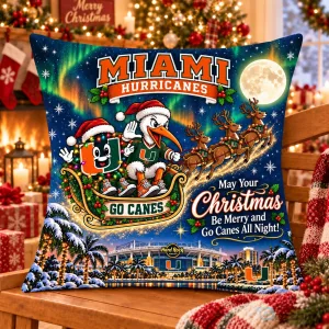 Miami Hurricanes Magical Christmas Night Flight Decorative Pillow