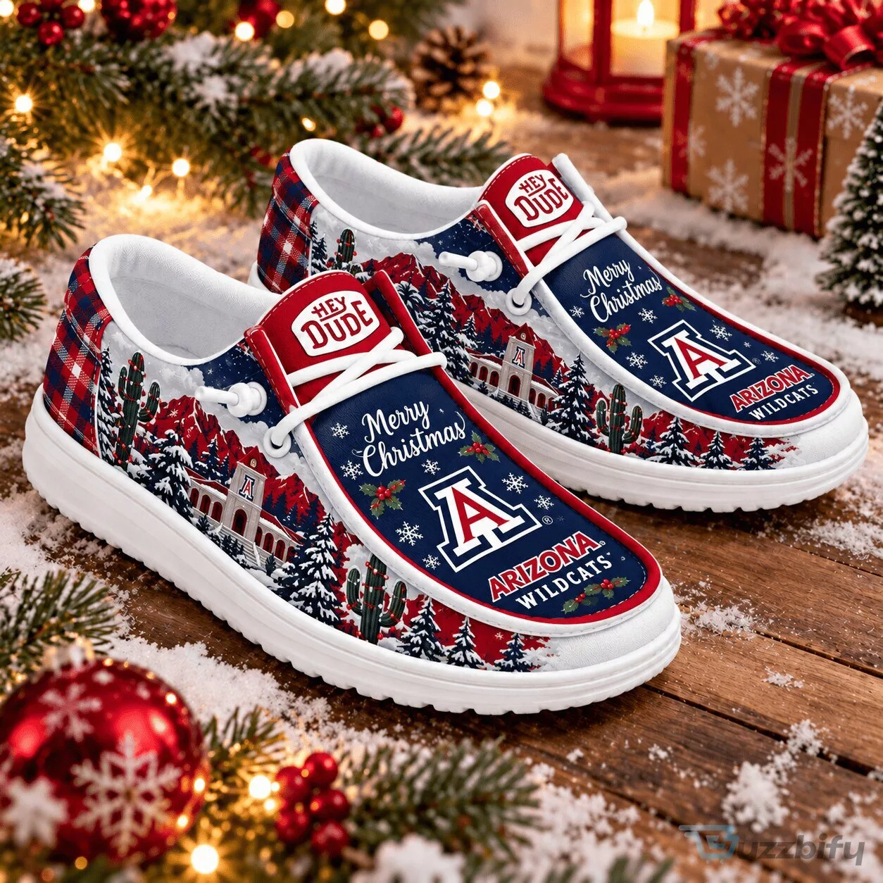 Arizona Wildcats Christmas Hey Dude Shoes - Merry Christmas Holiday Loafers