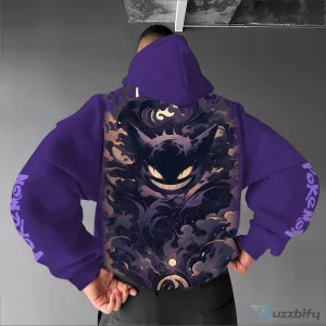 Pokemon Gengar Shadow Monster Art Purple Graphic Print Hoodie