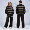 Baltimore Ravens NFL Team Logo Black Striped Crewneck Sweatshirt for Women and Men