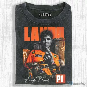 Vintage Style T-Shirt featuring Lando Norris - Formula 1 Racing Driver