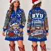 BYU Cougars Christmas Western Boho Quarter-Zip Sweatshirt Dress