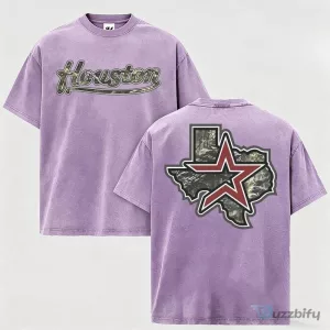 Houston Texas Star Map Graphic Print Crewneck Cotton T-Shirt